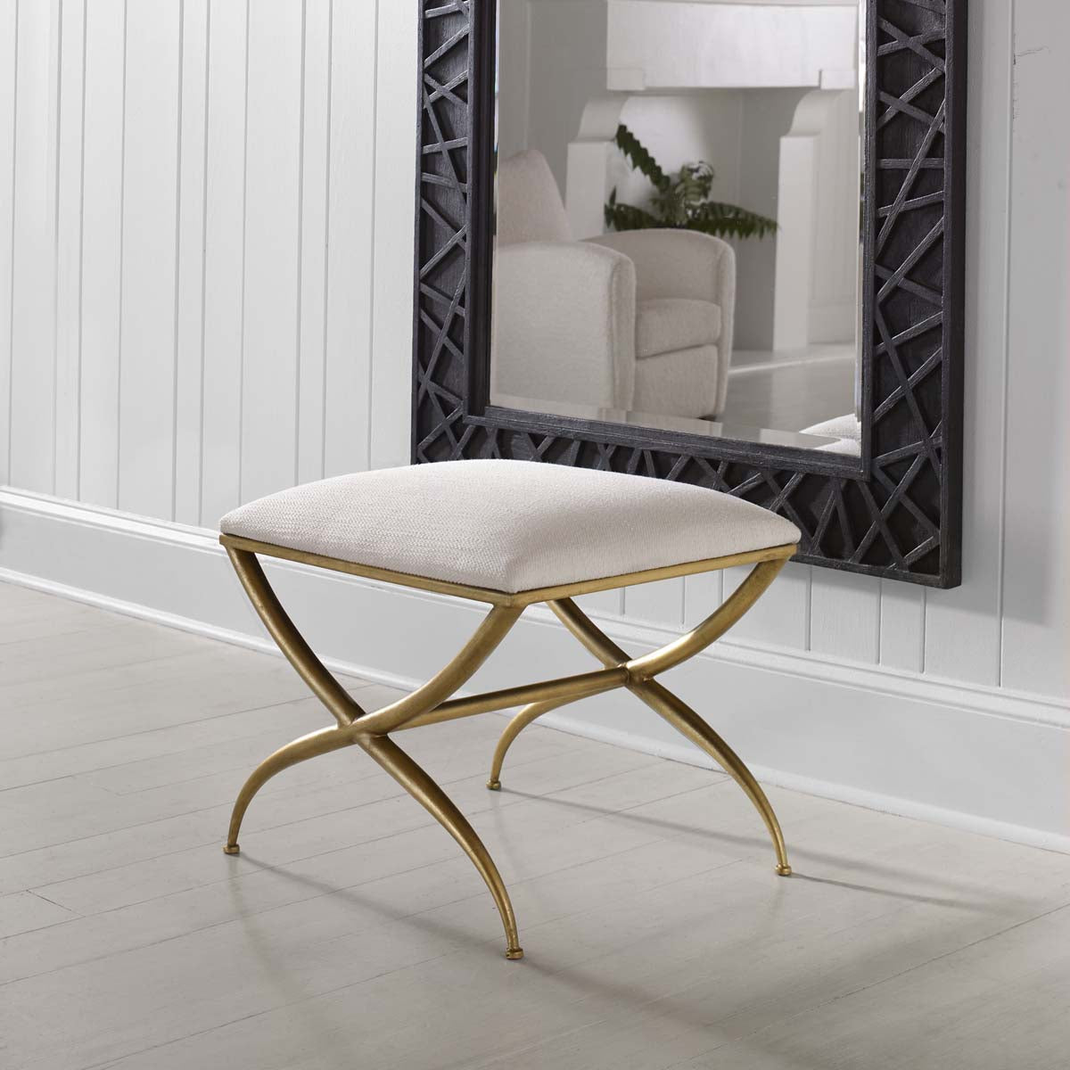 Uttermost Crossing Small White Bench