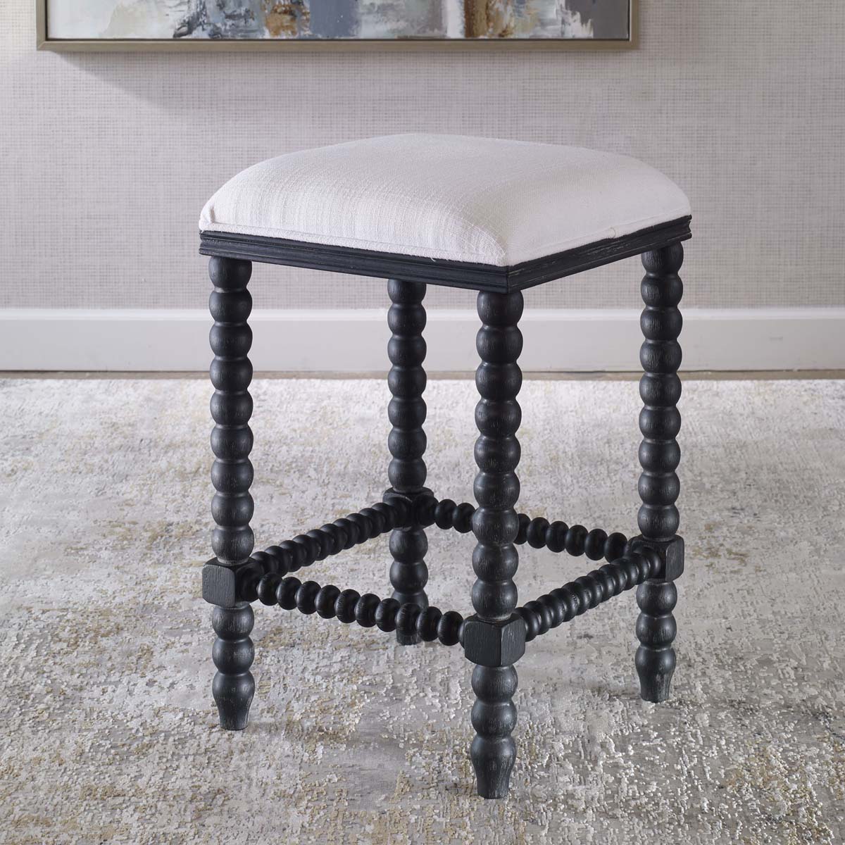 Uttermost Pryce Black Backless Counter Stool