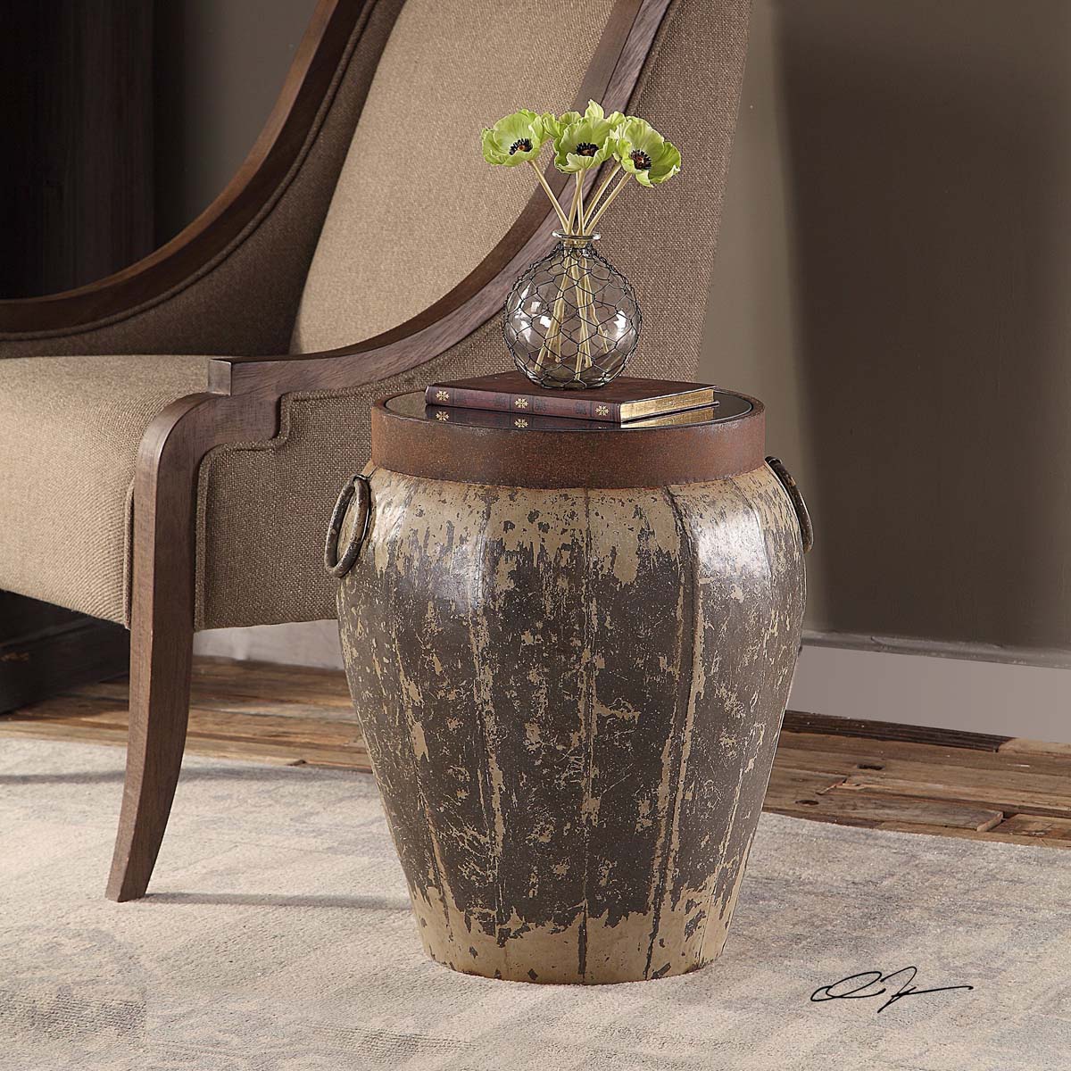 Uttermost Neith Metal Drum Accent Table