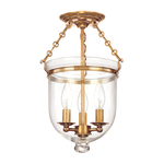 Hudson Valley Lighting Hampton 15.5" 3 Light Semi Flush Aged Brass - 251-AGB-C1 - Brown