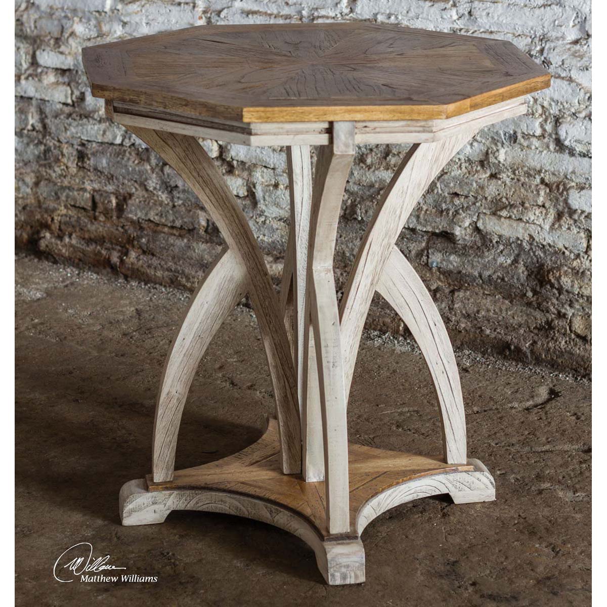 Uttermost Ranen Aged White Accent Table