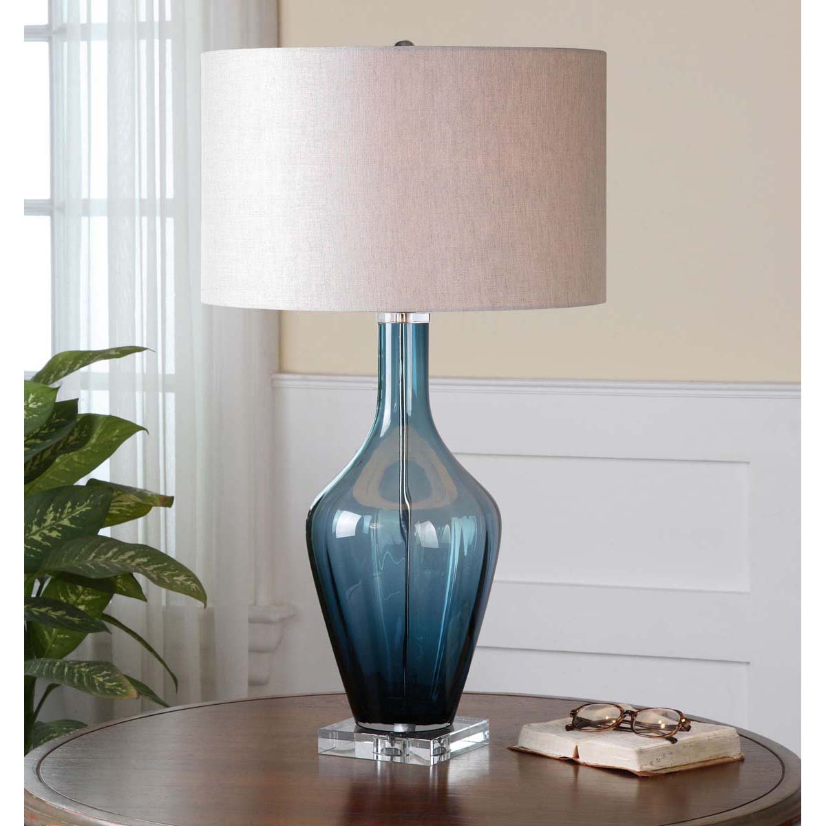 Uttermost Hagano Blue Glass Table Lamp