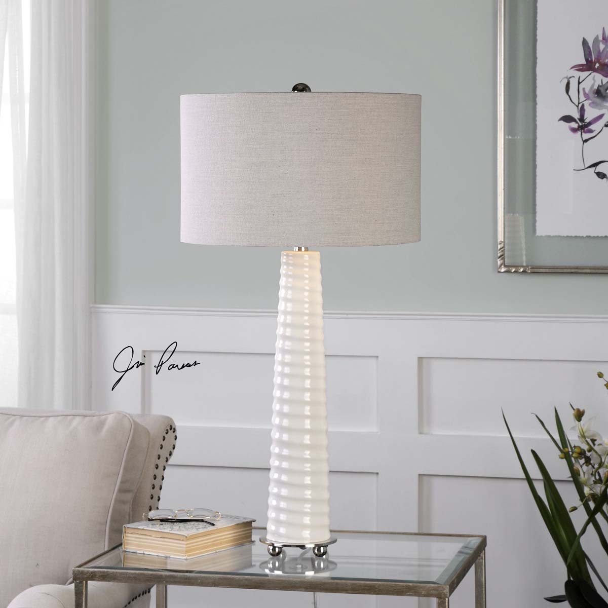 Uttermost Mavone Gloss White Table Lamp