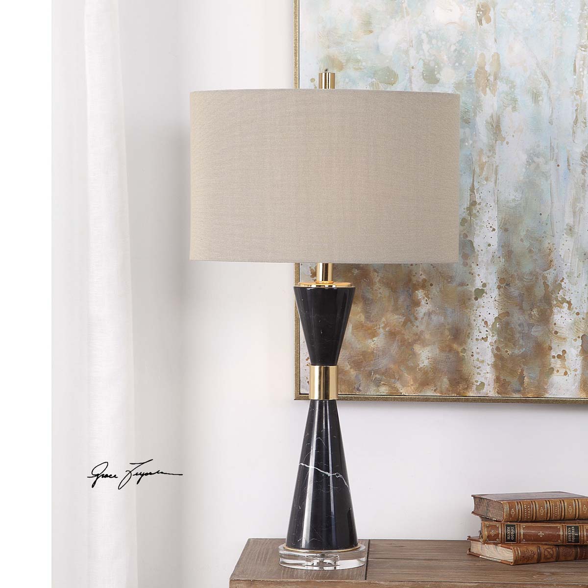 Uttermost Alastair Black Marble Table Lamp