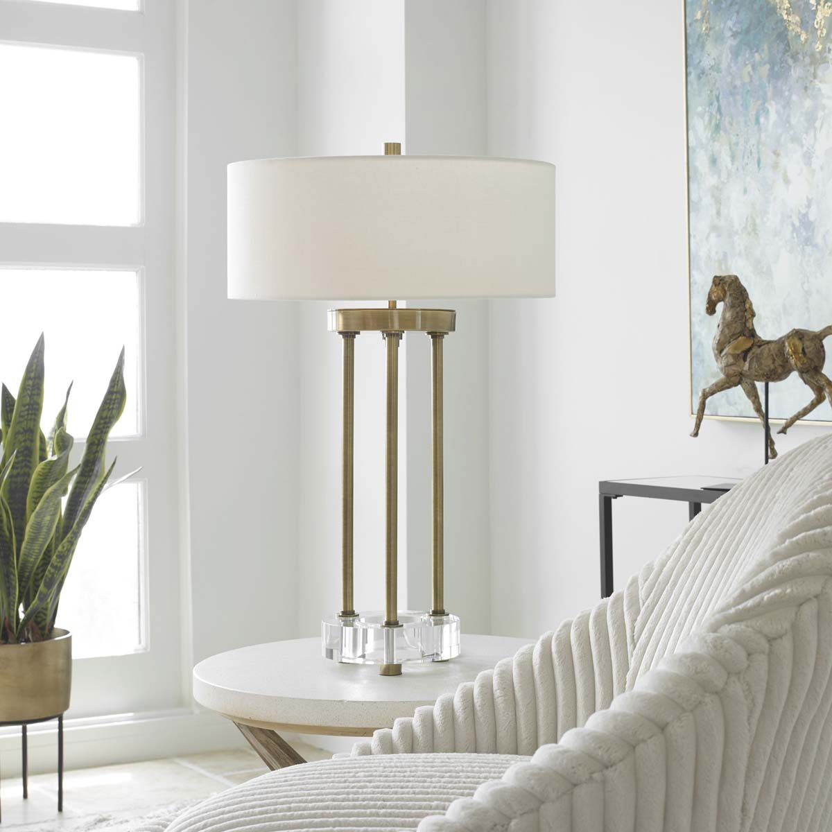 Uttermost Pantheon Brass Rod Table Lamp