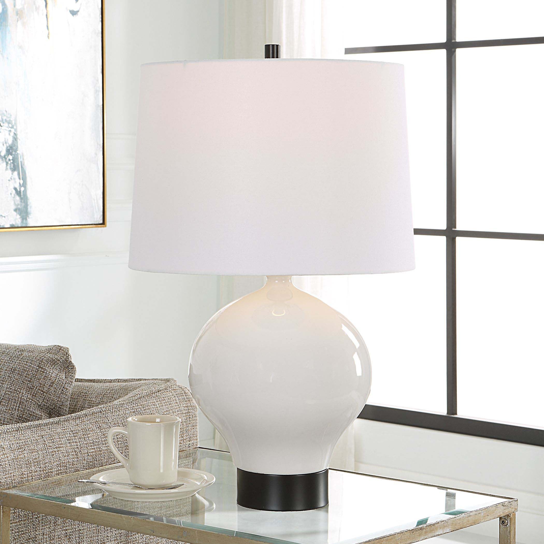 Uttermost Collar Gloss White Table Lamp