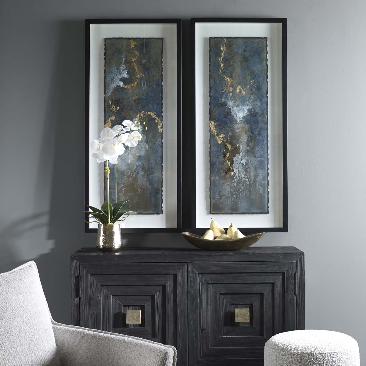 Uttermost Glimmering Agate Abstract Prints, S/2