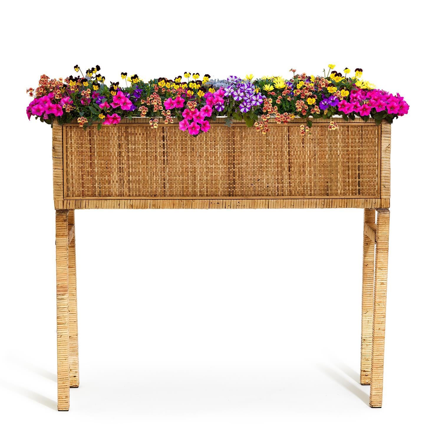 Two's Company Rattan Table Planter