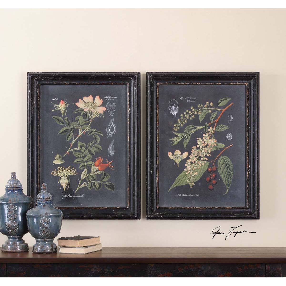 Uttermost Midnight Botanicals Wall Art S/2