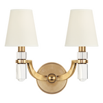 Hudson Valley Lighting Dayton 2 Light Wall Sconce W/White Shade - Aged Brass