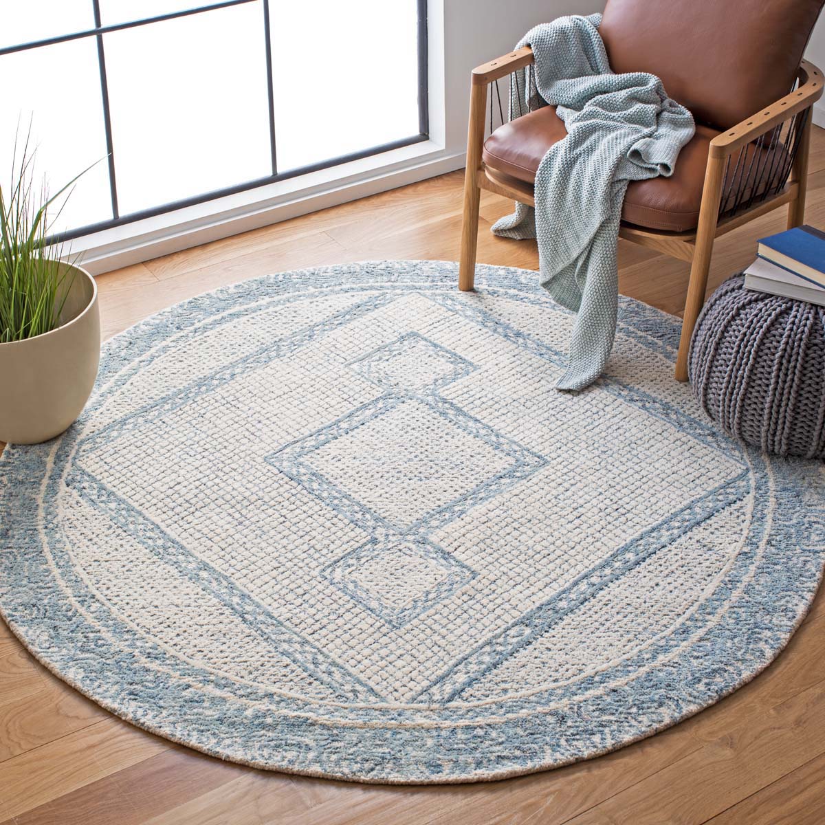 Safavieh Abstract 345 Rug, ABT345 - Ivory / Blue