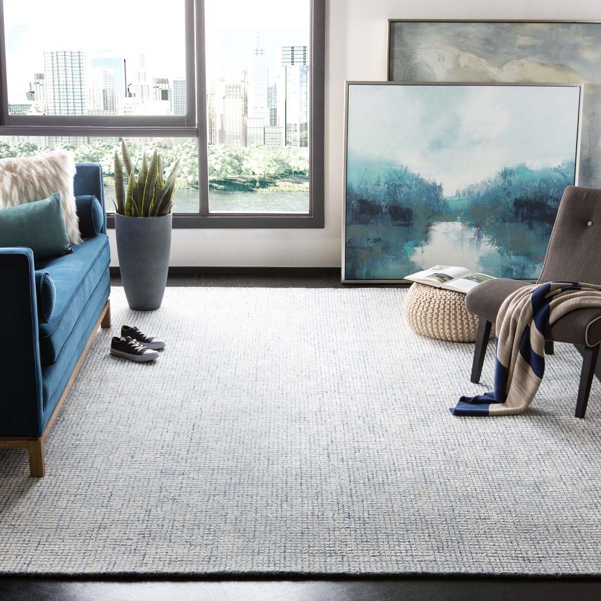 Safavieh Abstract 470 Rug, ABT470 - Ivory / Blue