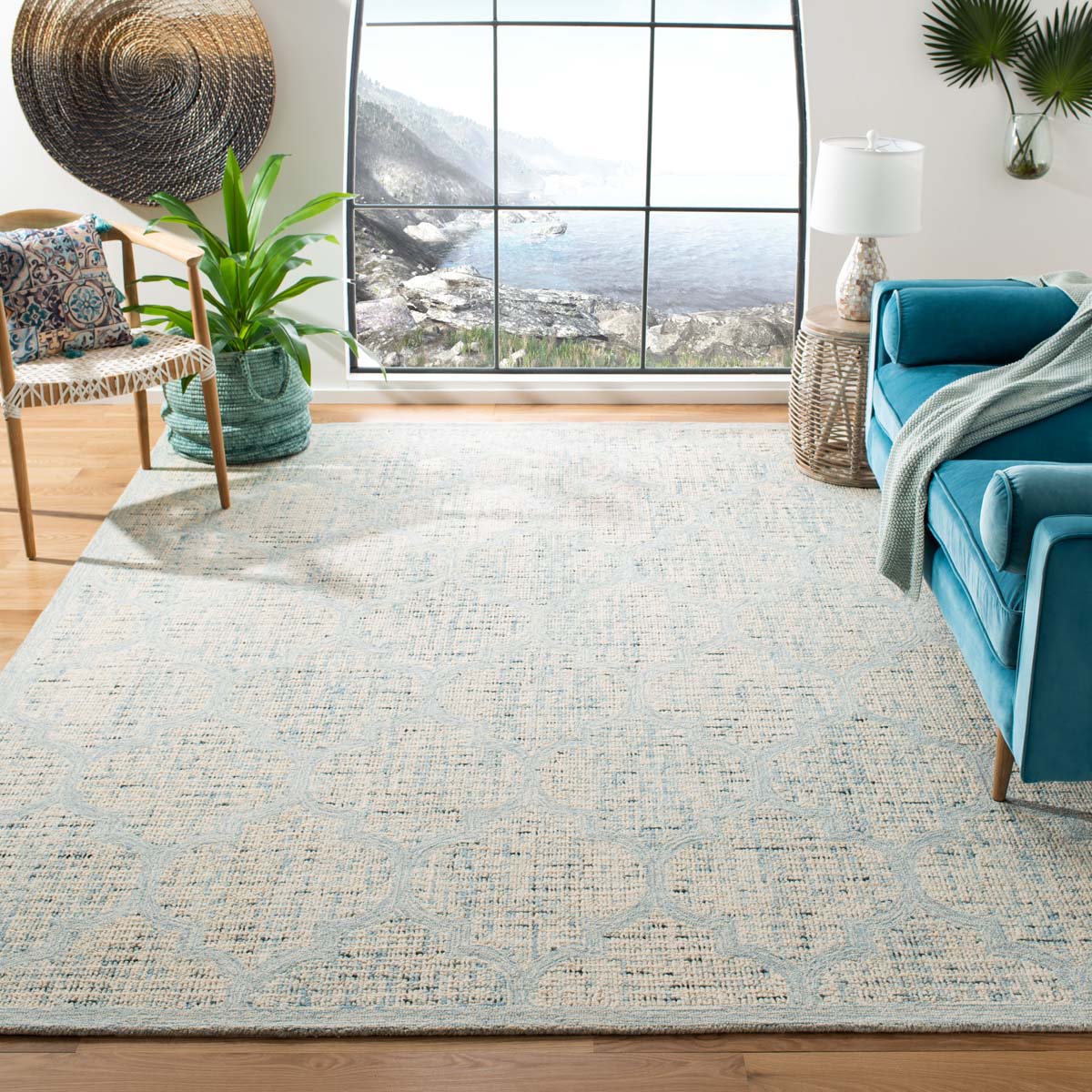 Safavieh Abstract 474 Rug, ABT474 - Ivory / Turquoise