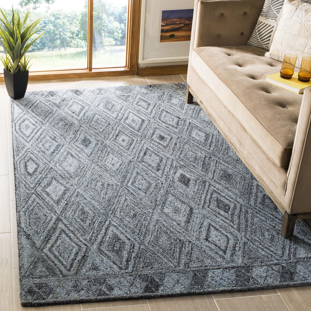 Safavieh Abstract 618 Rug, ABT618 - Blue / Black