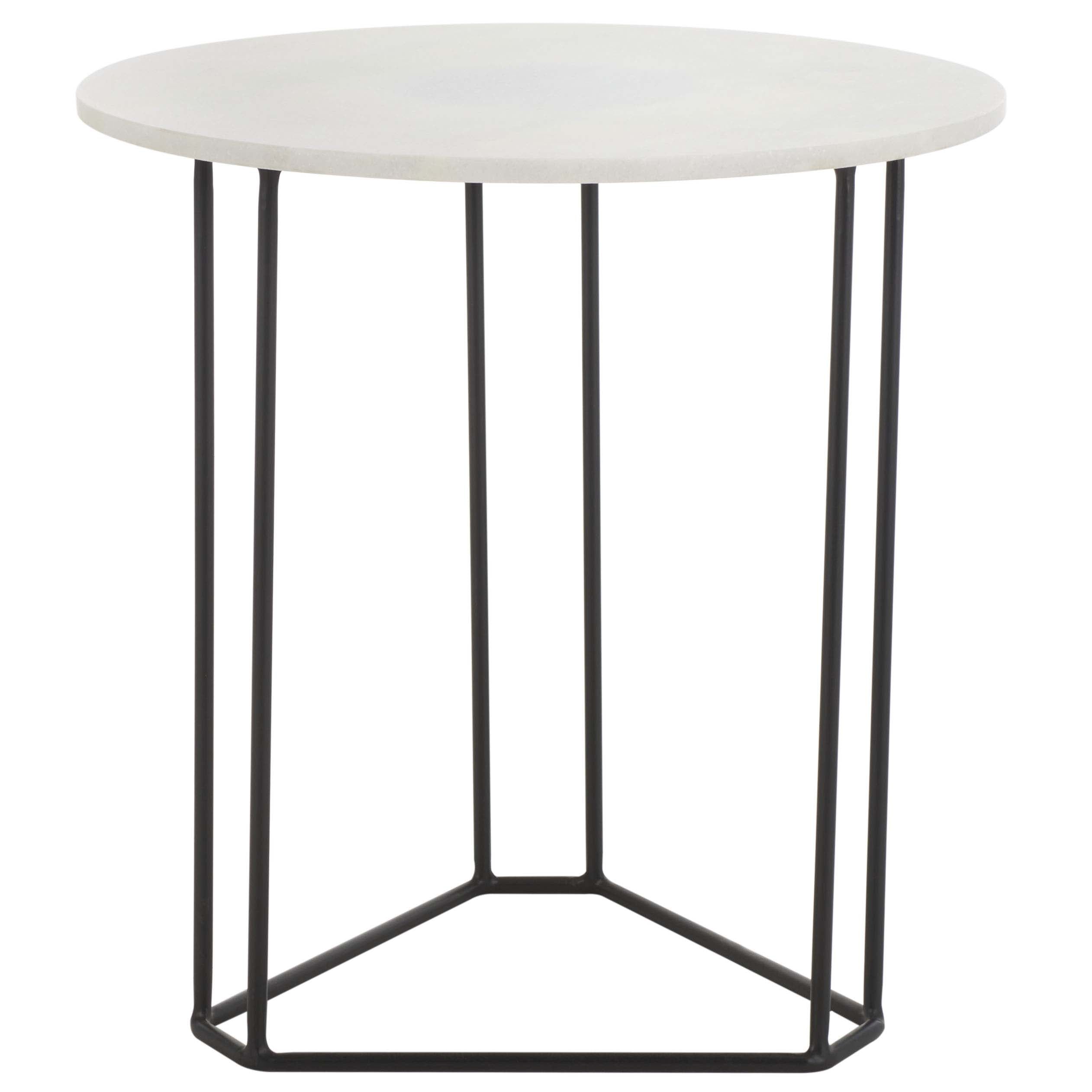 Safavieh Eloblaire Round Accent Table, White Marble / Black