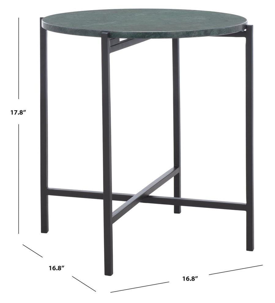 Safavieh Evrynee Round Accent Table, Green Marble / Black