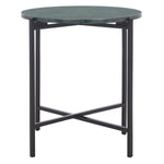 Safavieh Evrynee Round Accent Table, Green Marble / Black