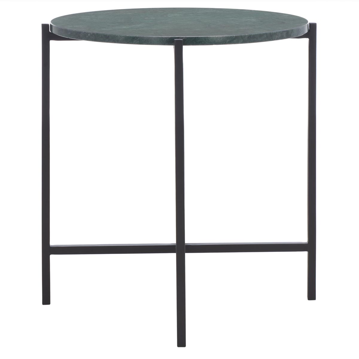 Safavieh Evrynee Round Accent Table, Green Marble / Black