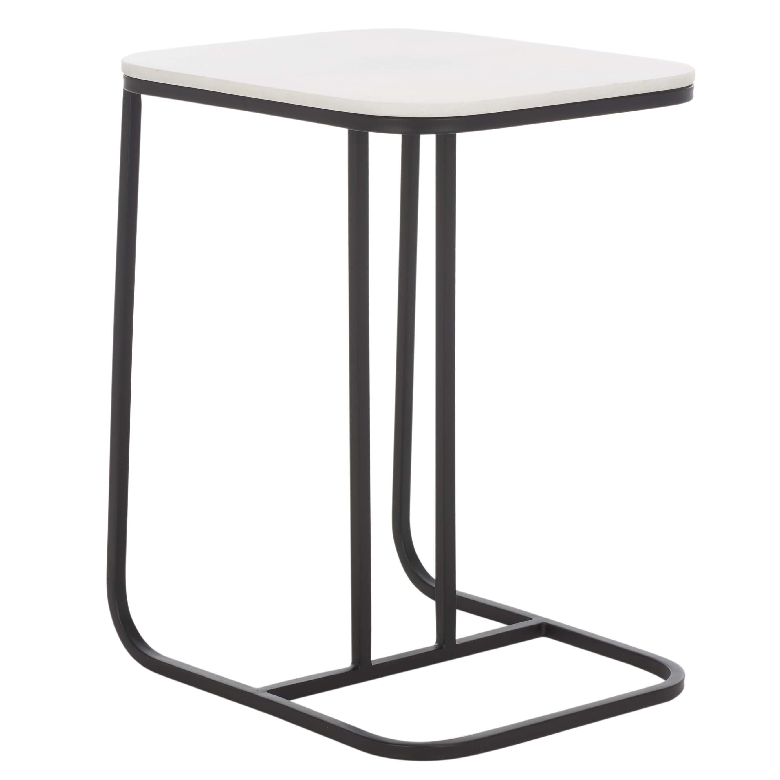 Safavieh Yenna Accent Table, White Marble / Black