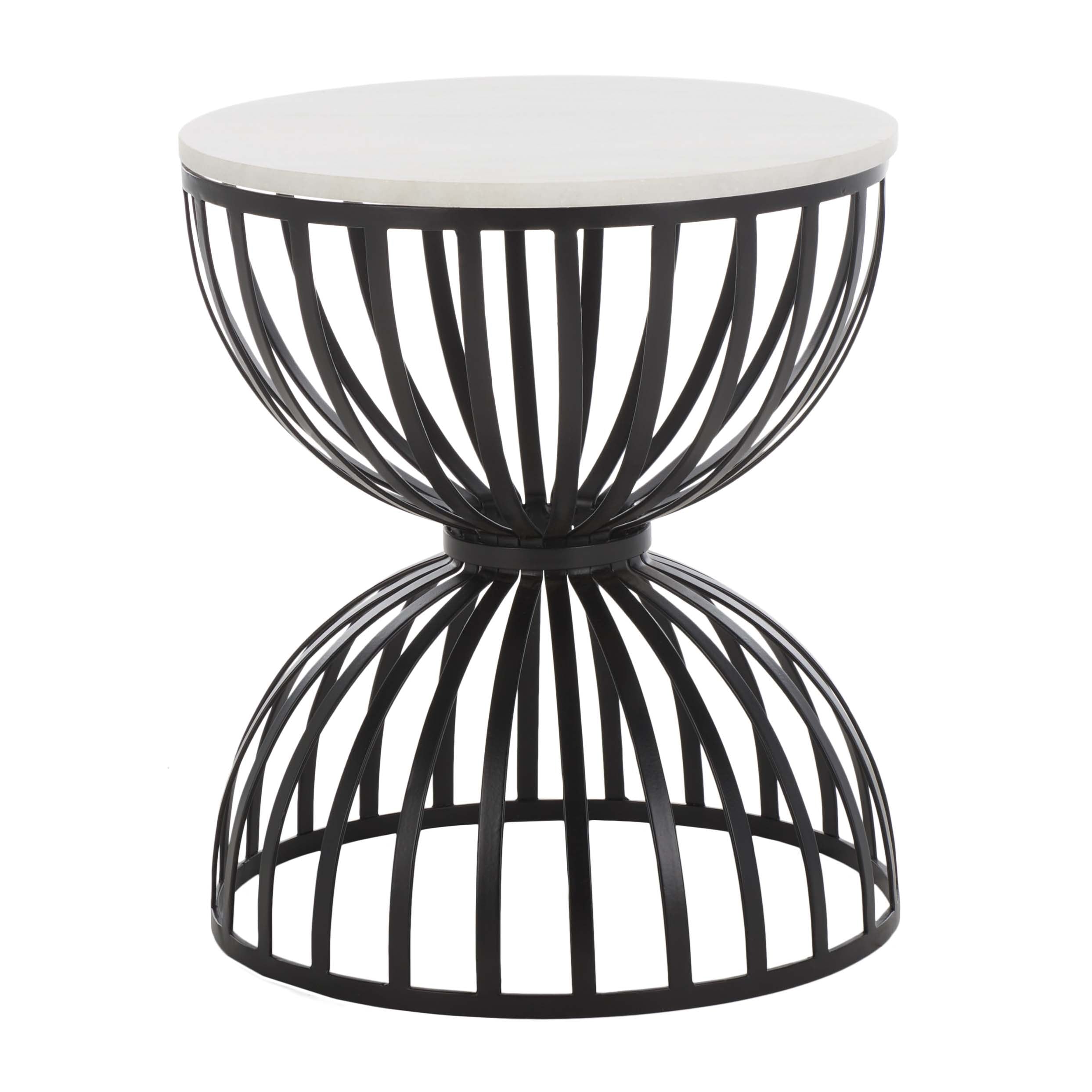 Safavieh Tissaia Round Accent Table, White Marble / Black