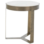 Safavieh Triss Round Accent Table, White Marble / Antique Brass