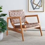 Safavieh Bellona Leather Woven Accent Chair , ACH1004 - Cognac / Natural