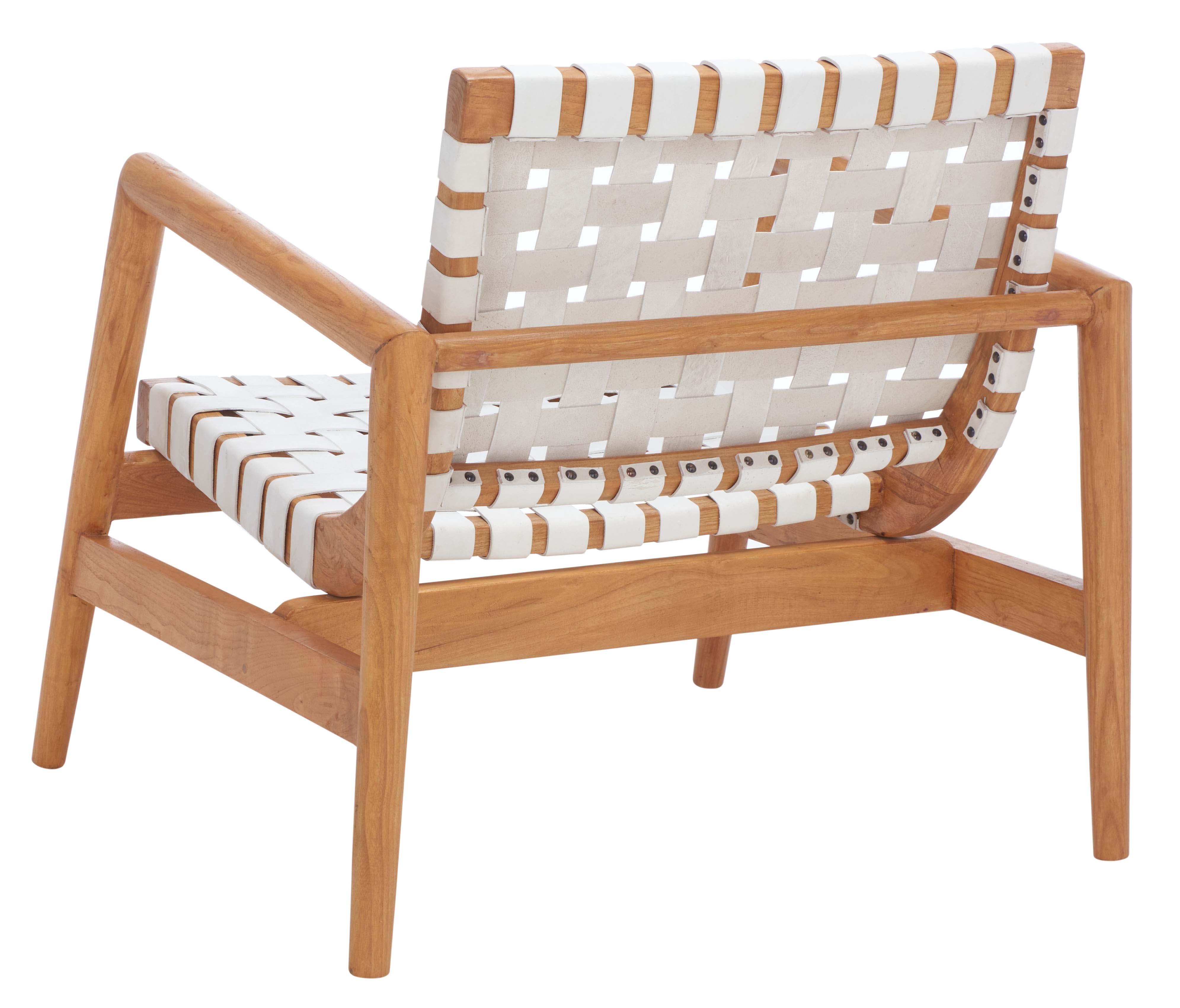 Safavieh Bellona Leather Woven Accent Chair , ACH1004 - White