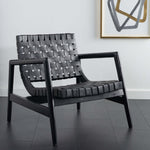 Safavieh Bellona Leather Woven Accent Chair , ACH1004 - Black