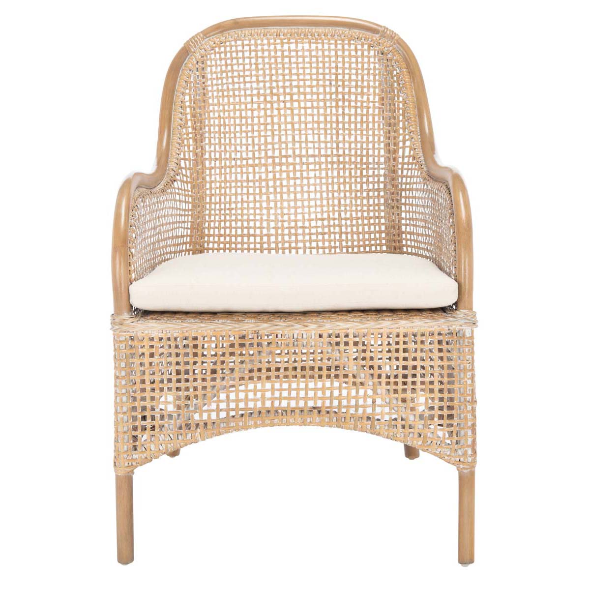 safavieh charlie rattan accent chair with cushion, ach6514 - Grey White Wash