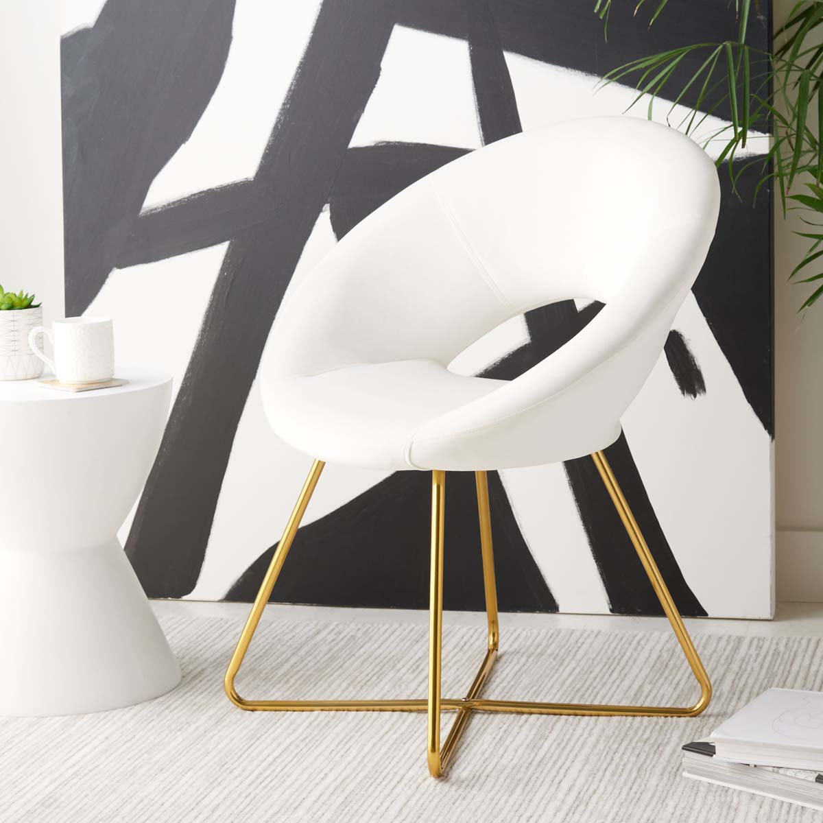 Safavieh Aliena Accent Chair , ACH7501 - Ivory / Gold