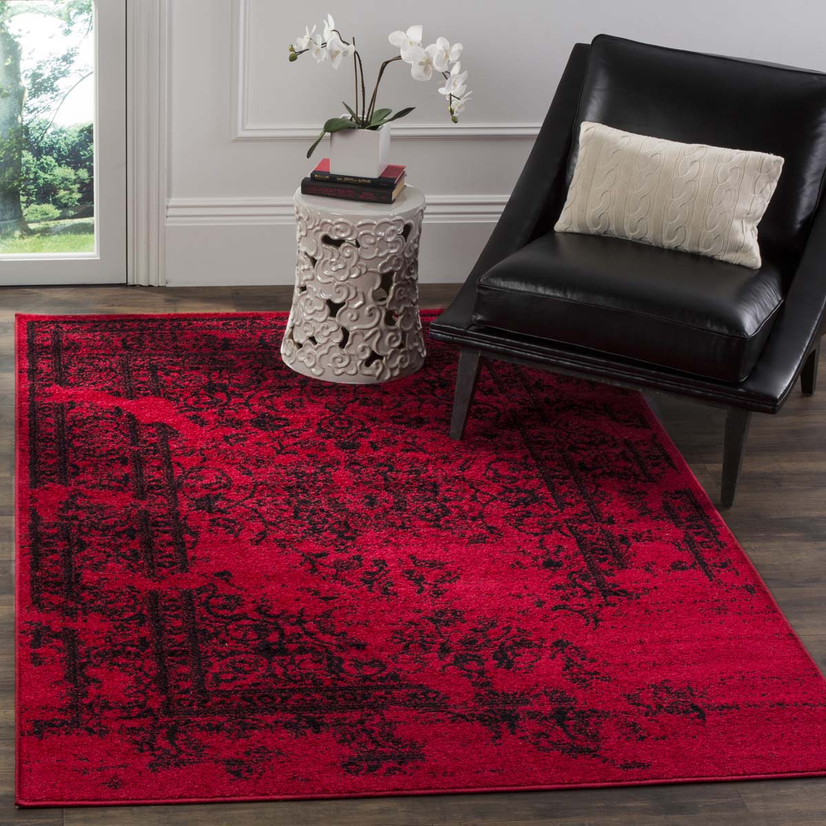 Safavieh Adirondack 101 Rug, Black, ADR101 - Red / Black