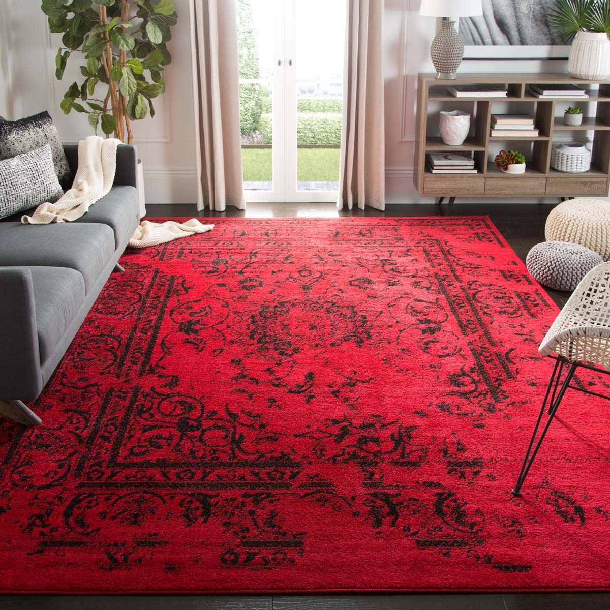 Safavieh Adirondack 101 Rug, Black, ADR101 - Red / Black