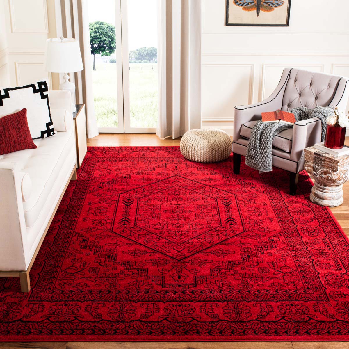 Safavieh Adirondack 108 Rug, Black, ADR108 - Red / Black