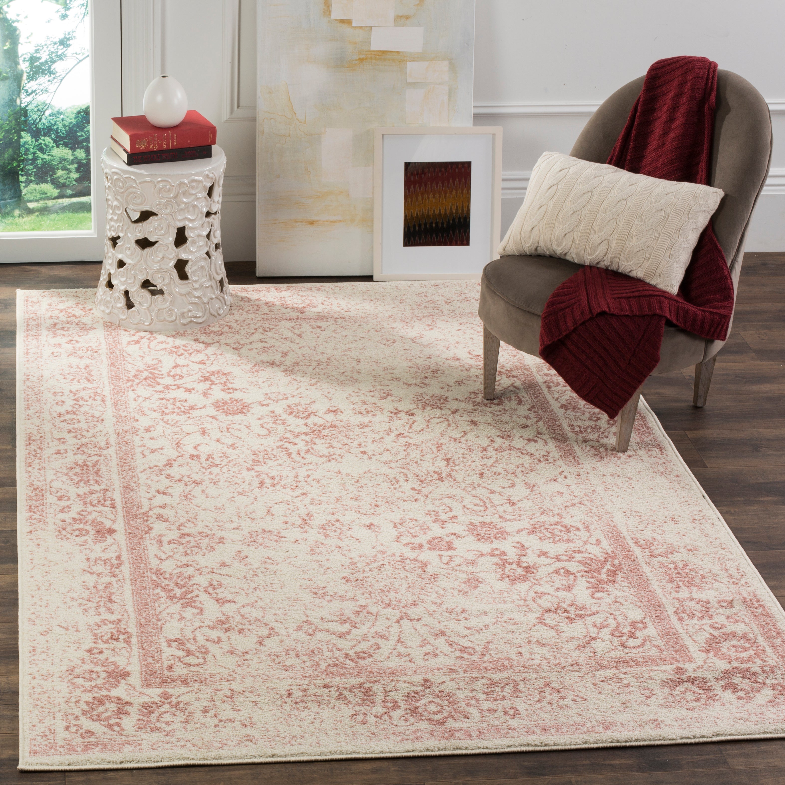 Safavieh Adirondack 109 Rug, White, ADR109 - Ivory / Rose