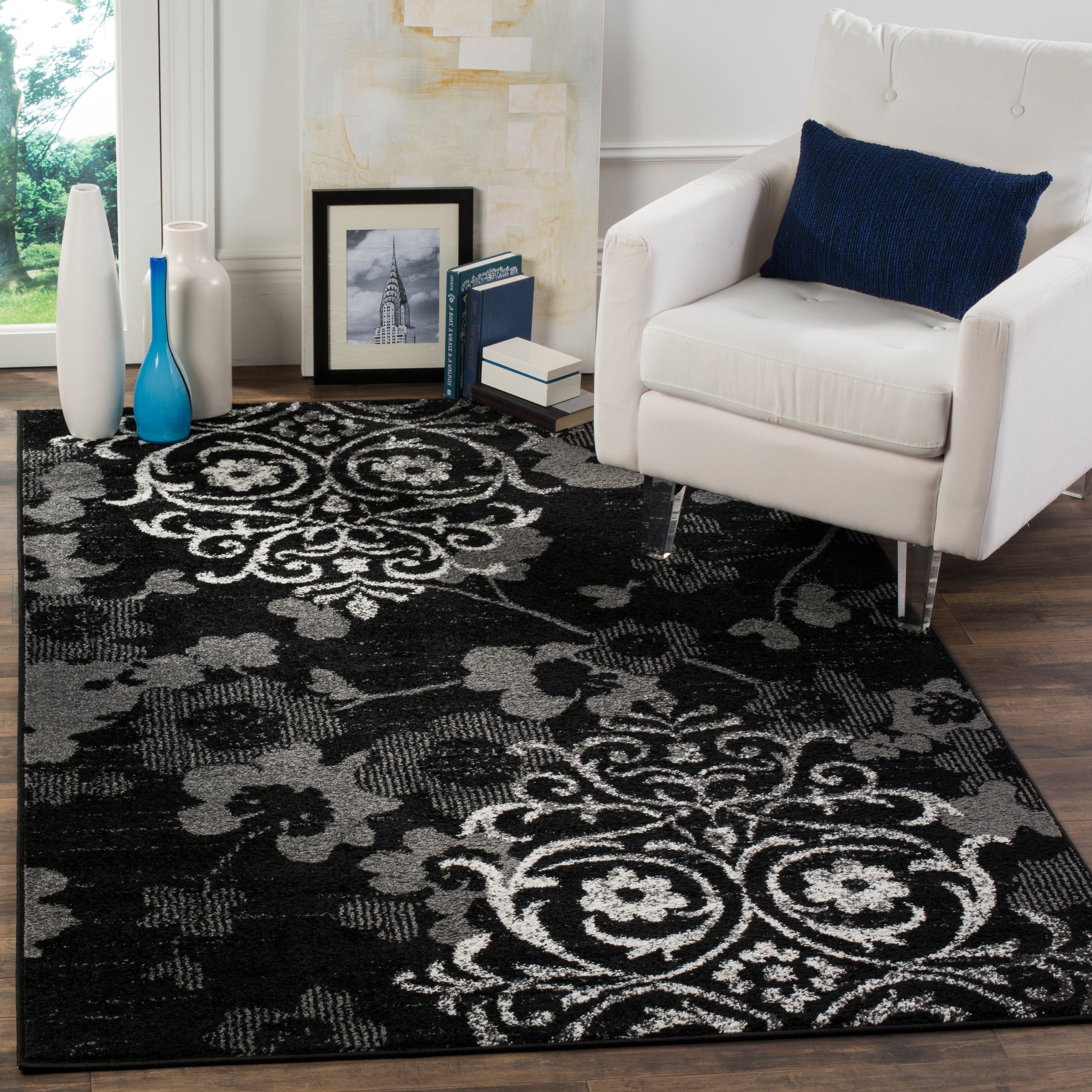 safavieh adirondack 114 black rug, adr114 - Black / Silver