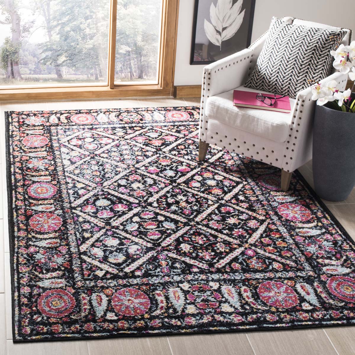 Safavieh Adirondack 203 Rug, ADR203 - BLACK / FUCHSIA