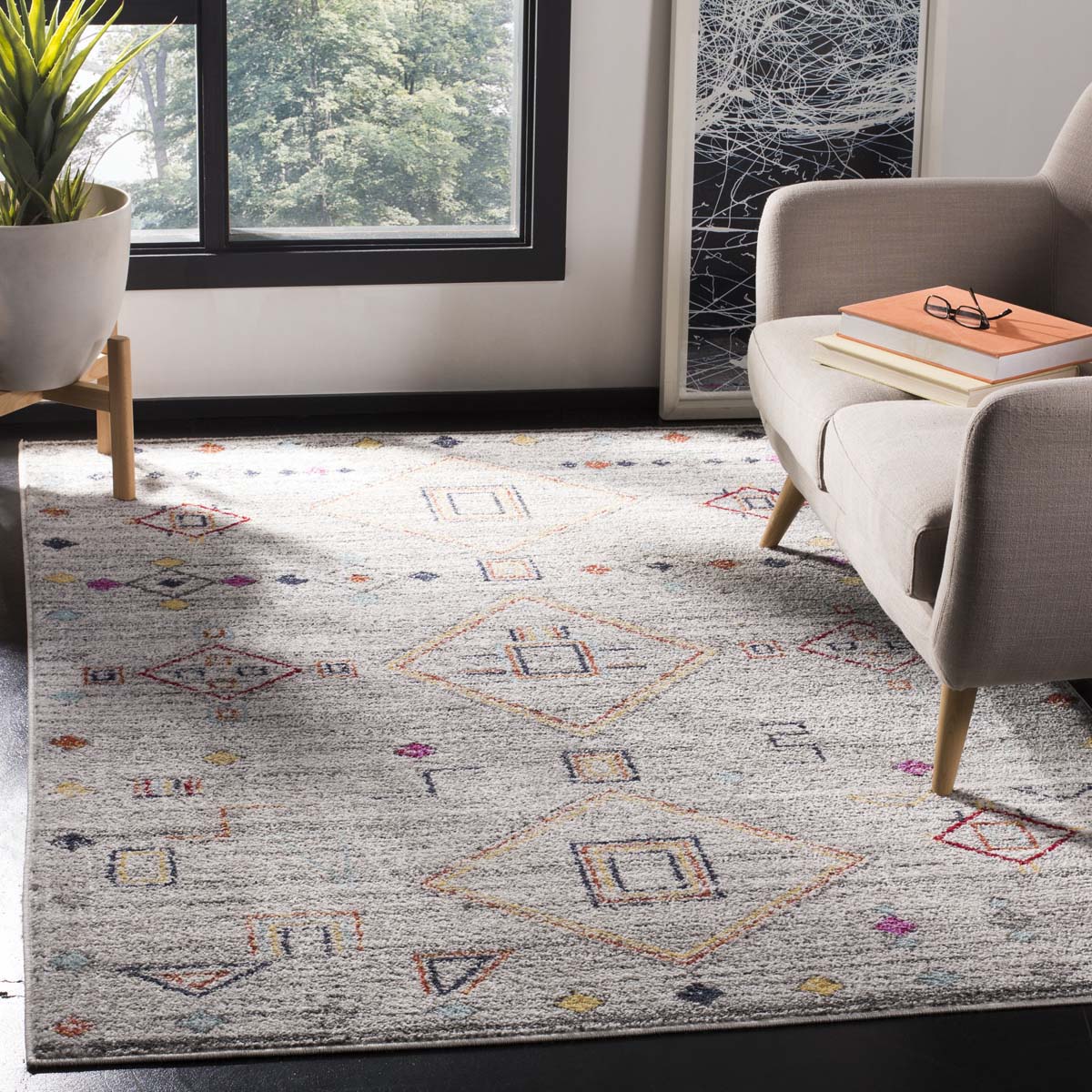 Safavieh Adirondack 208 Rug, ADR208 - LIGHT GREY / RED