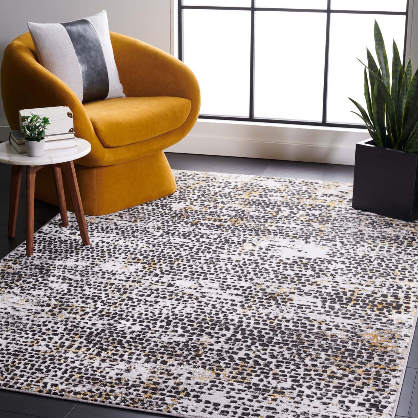 Safavieh AMELIA 254 Rug, ALA254 - CHARCOAL / GOLD