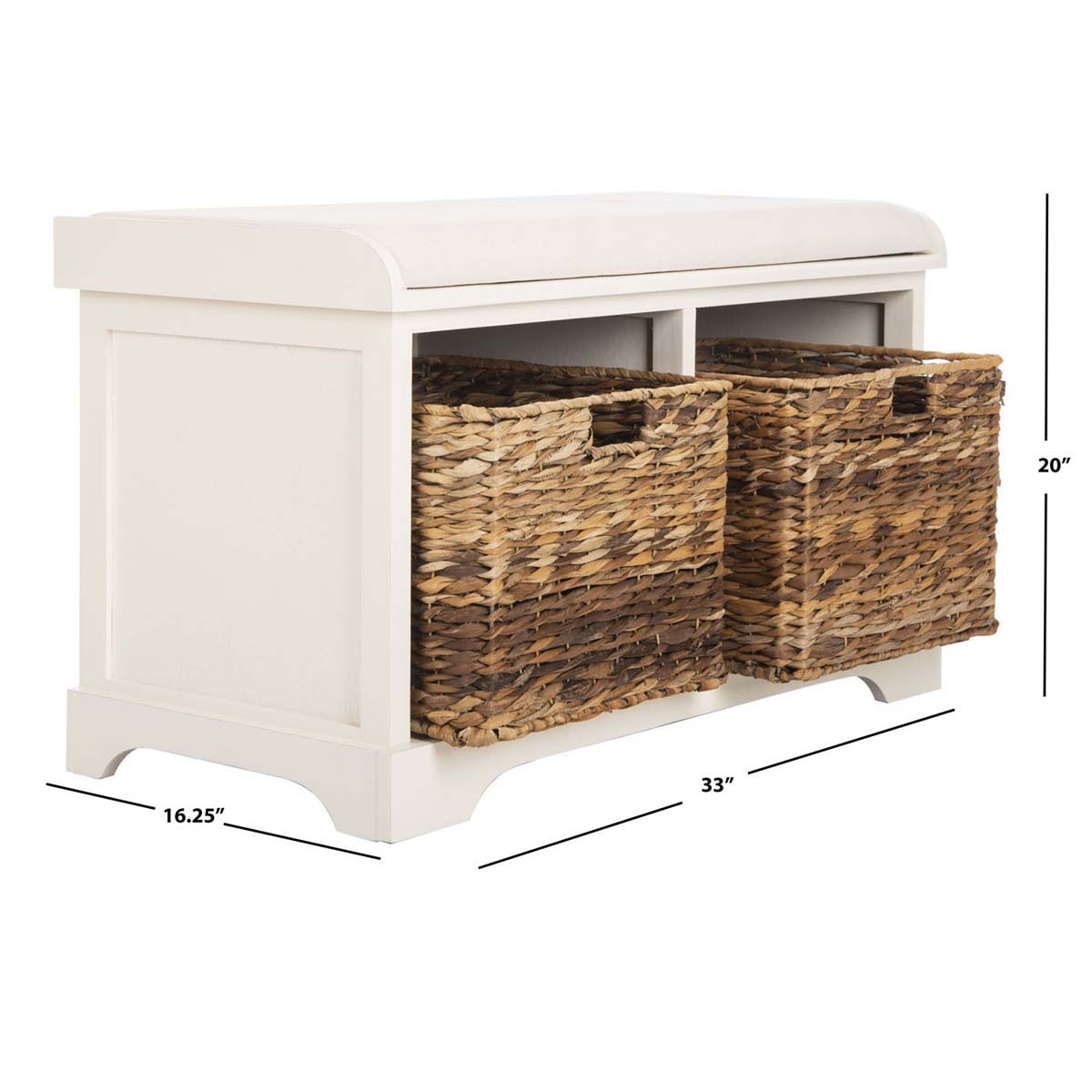 Safavieh Freddy Wicker Storage Bench , AMH5736 - Distressed White