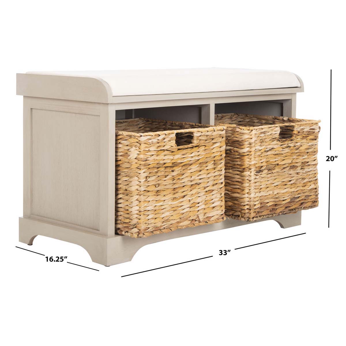 Safavieh Freddy Wicker Storage Bench , AMH5736 - Vintage Grey