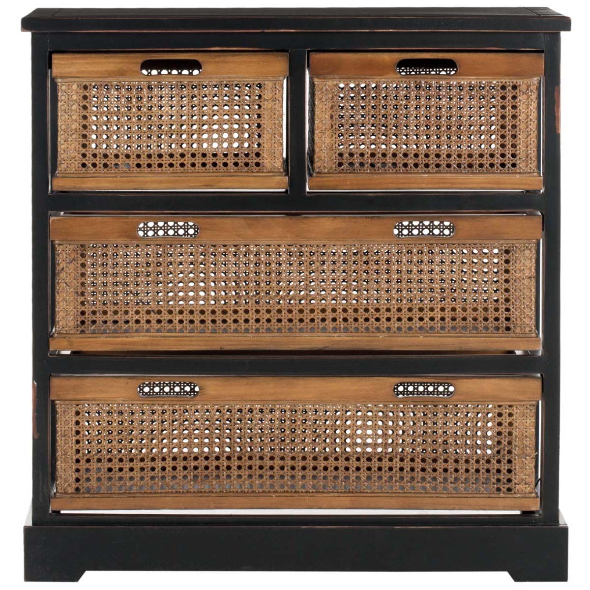 Safavieh Jackson 4 Drawer Storage Unit , AMH6504 - Antique Black/Cane Drawers