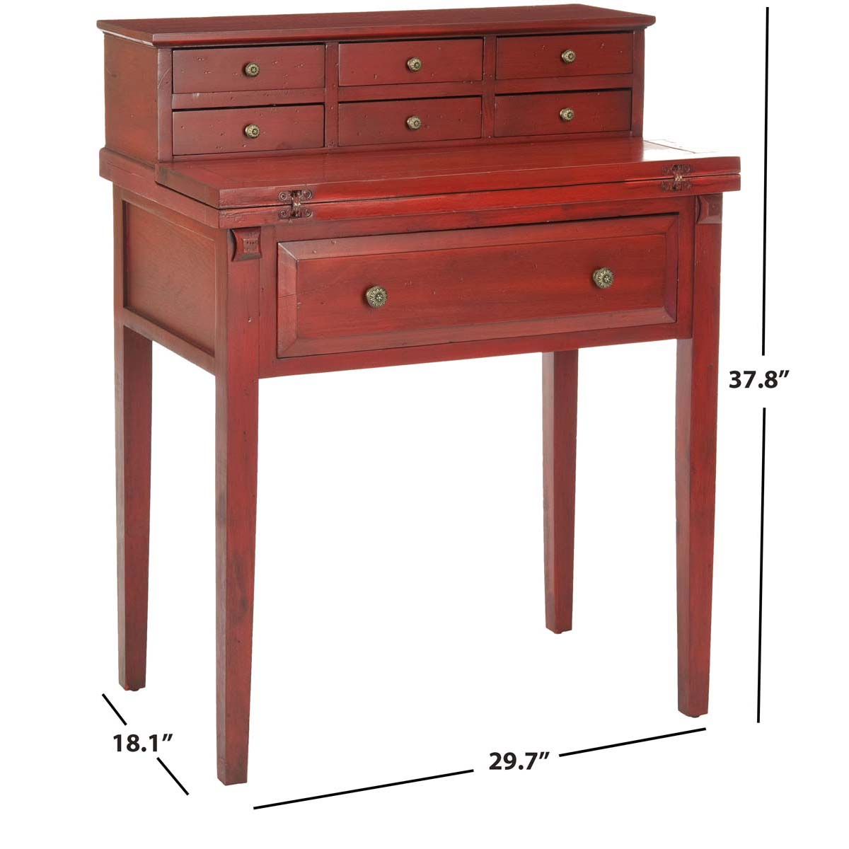 Safavieh Abigail 7 Drawer Fold Down Desk , AMH6520 - Cherry
