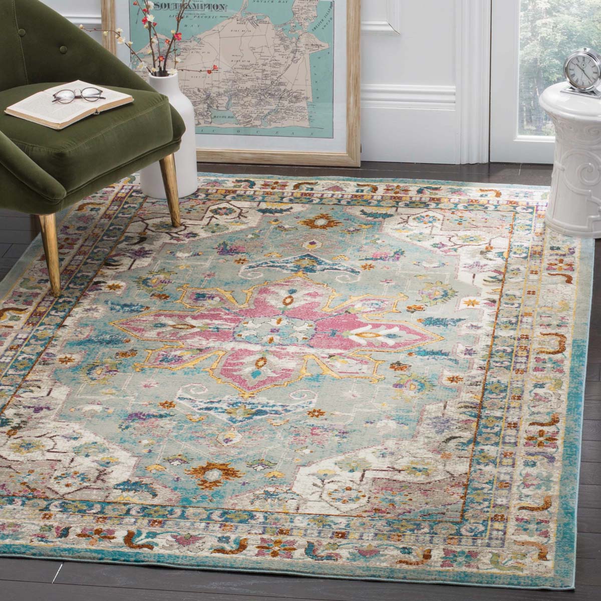 Safavieh Aria 160 Rug, ARA160 - Green / Creme