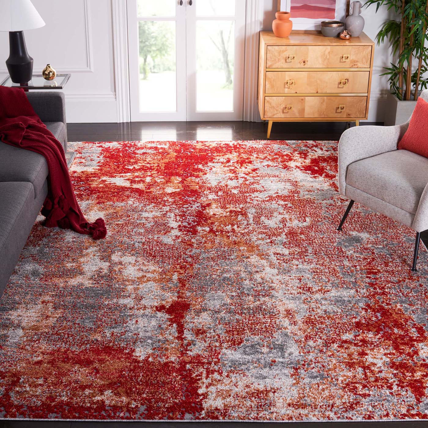 Safavieh Aston 710 Rug, ASN710 - Red / Grey