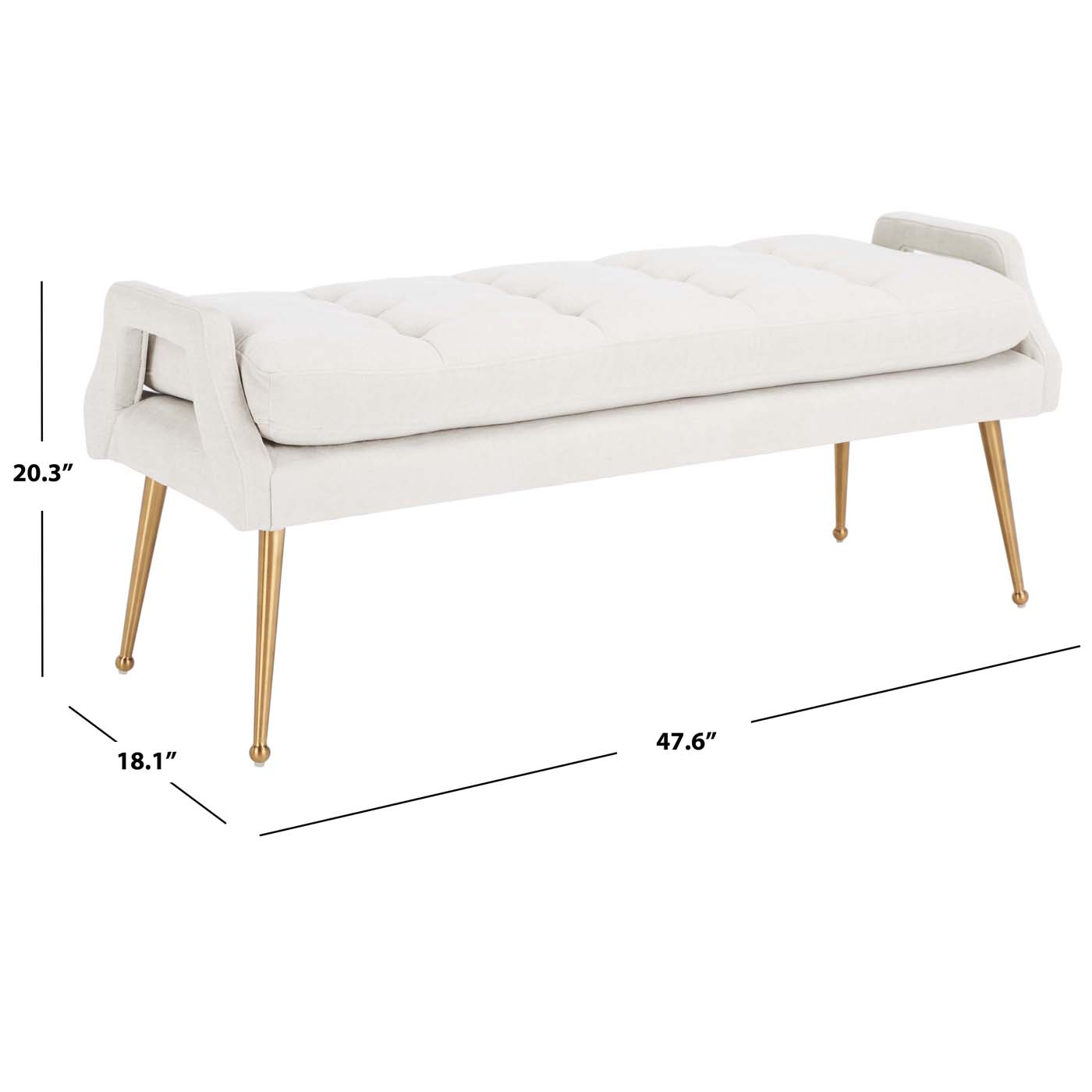 Safavieh Everdeen Bench , BCH5200 - Light Grey / Gold