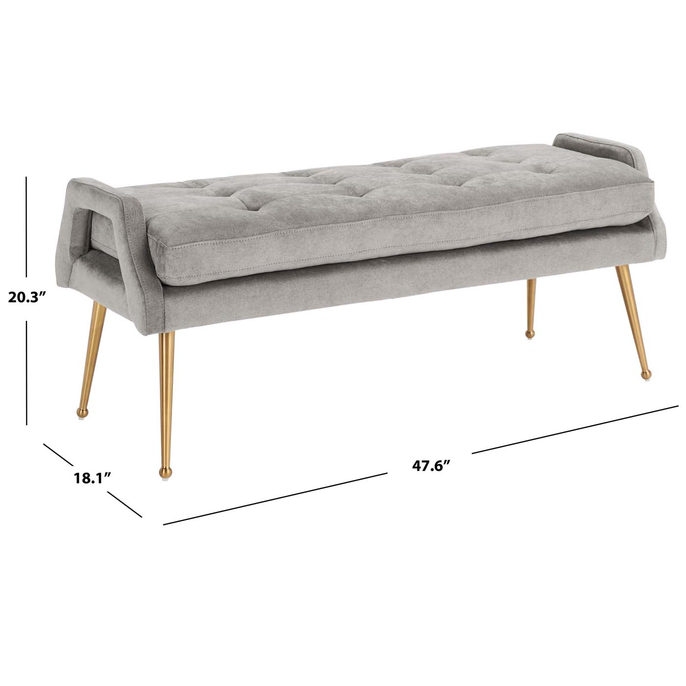 Safavieh Everdeen Bench , BCH5200 - Silver Grey / Gold