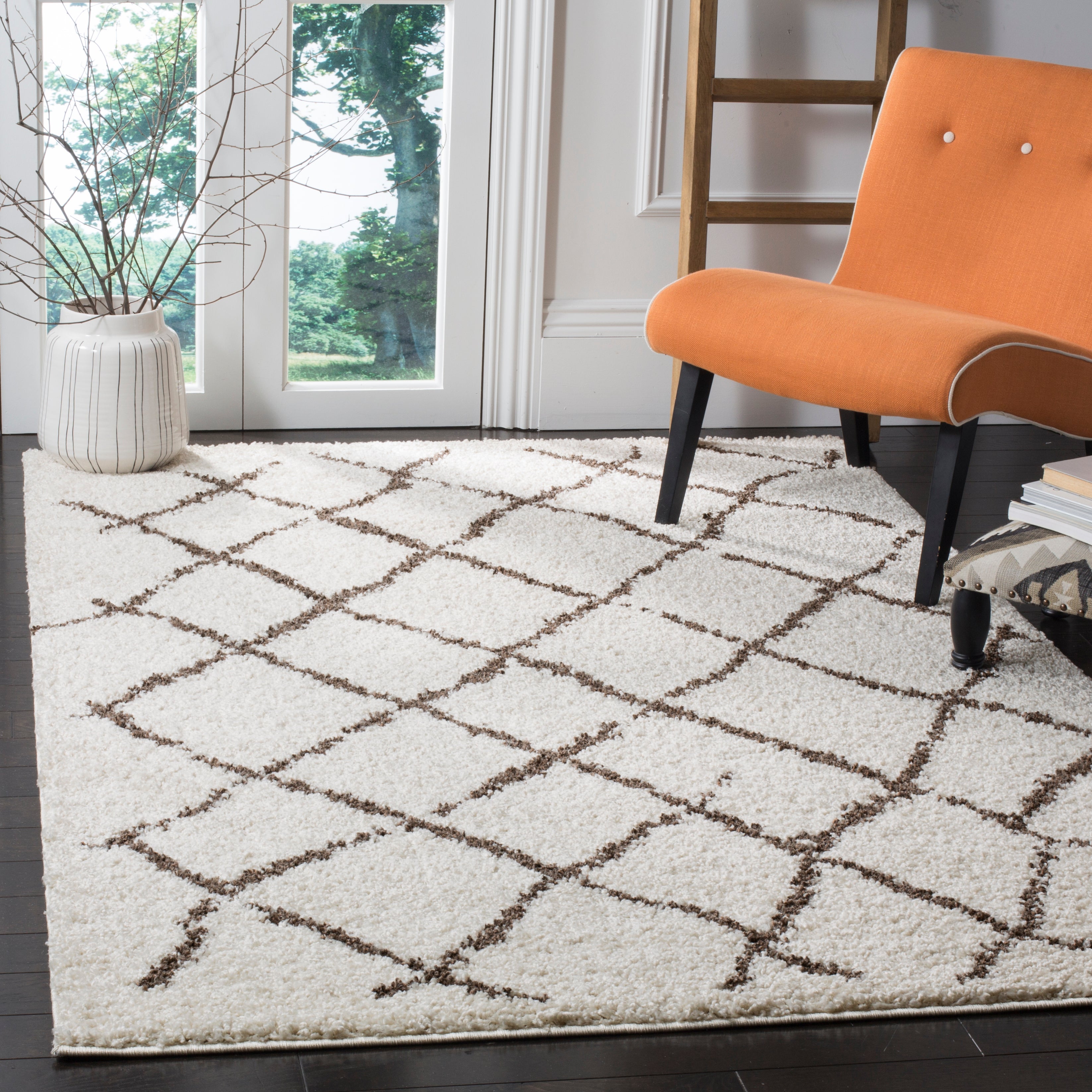 Safavieh Berber Shag 162 Rug, BER162 - CREME / BROWN