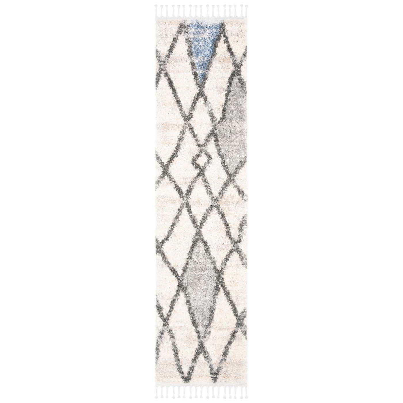 Safavieh Berber Fringe Shag 628 Rug, BFG628 - Cream / Blue