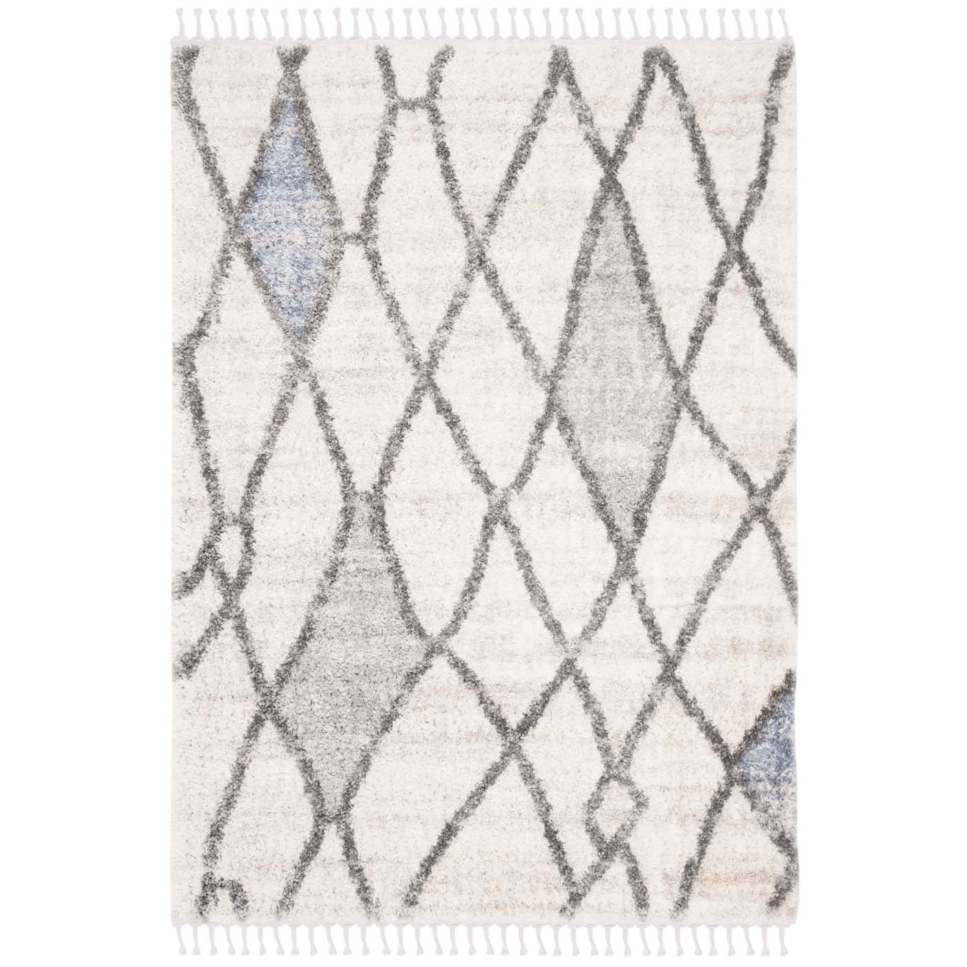 Safavieh Berber Fringe Shag 628 Rug, BFG628 - Cream / Blue