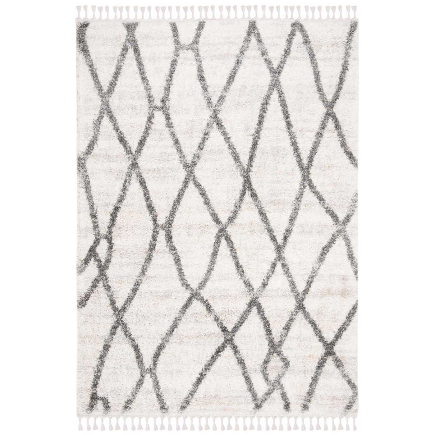 Safavieh Berber Fringe Shag 628 Rug, BFG628 - Creme / Black